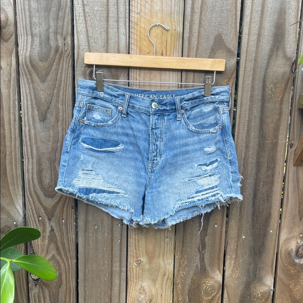 American Eagle Outfitters Light Blue Distressed Jean Shorts